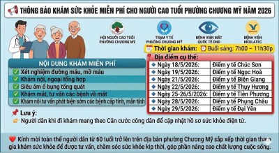 Thông báo về việc tổ chức tư vấn, khám sức khỏe cho Người cao tuổi trên địa bàn phường Chương Mỹ năm 2026