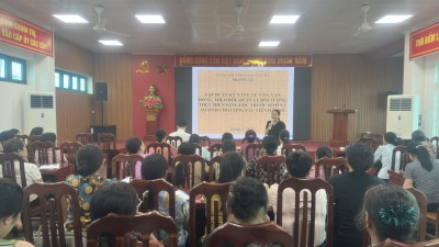 TRẠM Y TẾ PHƯỜNG CHƯƠNG MỸ TỔ CHỨC TẬP HUẤN KỸ NĂNG TƯ VẤN, VẬN ĐỘNG, THEO DÕI, QUẢN LÝ ĐỐI TƯỢNG THỰC HIỆN SÀNG LỌC TRƯỚC SINH VÀ SƠ SINH CHO CỘNG TÁC VIÊN DÂN SỐ