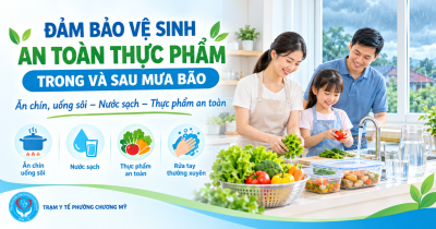 TRẠM Y TẾ PHƯỜNG CHƯƠNG MỸ KHUYẾN CÁO NGƯỜI DÂN ĐẢM BẢO VỆ SINH AN TOÀN THỰC PHẨM TRONG VÀ SAU MƯA BÃO