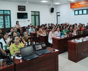 Tram y tế phường Chương Mỹ tổ chức các lớp tập huấn cho cộng tác viên Dân số.
